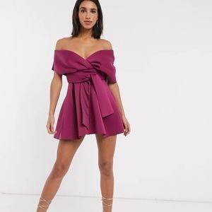 ASOS Fallen Shoulder Mini Dress in Peach size 0 US